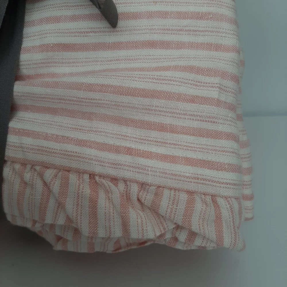 West Elm Heather Taylor Home Canyon Stripe Ruffle European Flax Linen Sheet Set